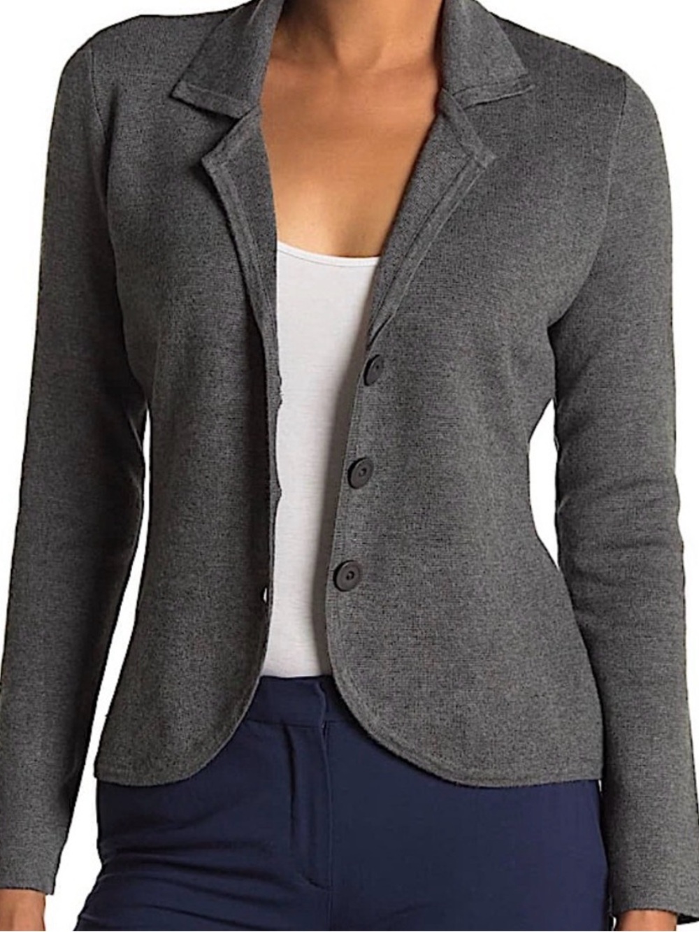 Cyrus Gray Knit Blazer Soft Stretch 3 Button Office Size Small